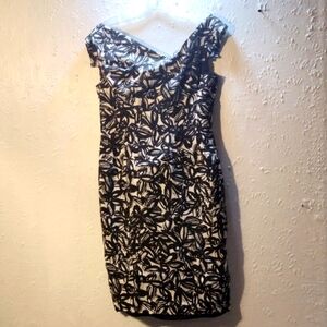 Adrianna Papell, brown & cream, cap sleeve, cocktail dress
